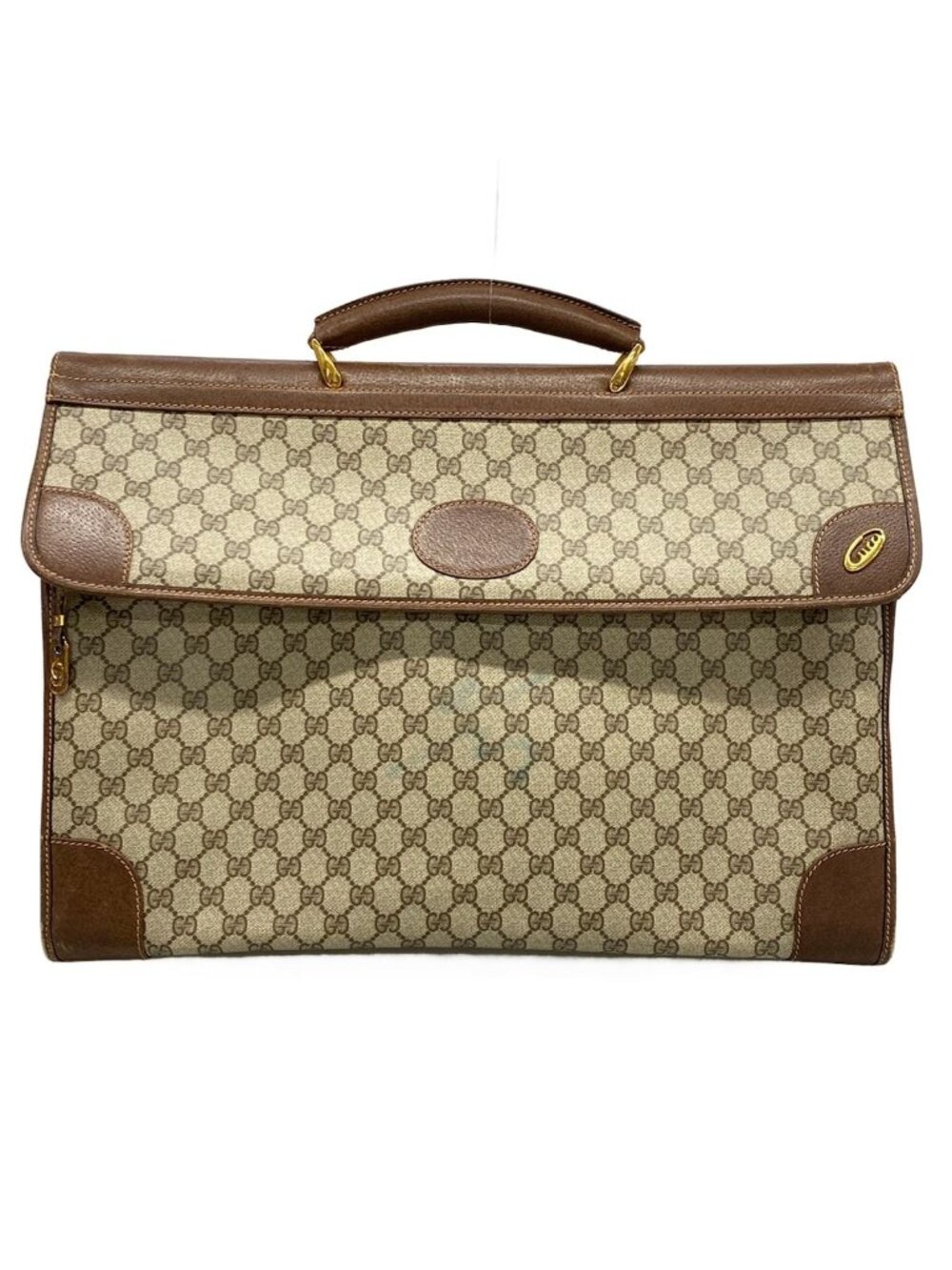 Gucci Boston Bag Vintage Beige Dark Brown Leather